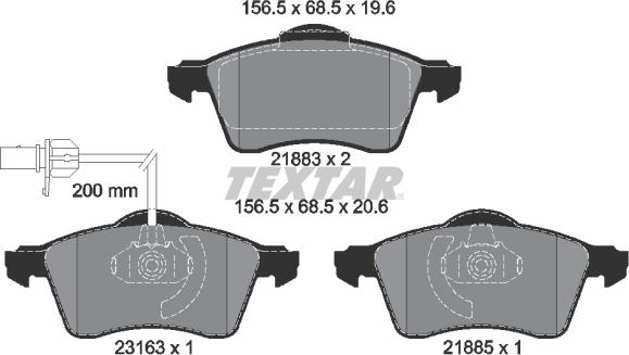 Textar 2188501 - Комплект спирачно феродо, дискови спирачки vvparts.bg