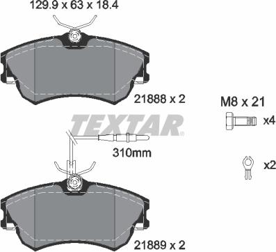 Textar 2188801 - Комплект спирачно феродо, дискови спирачки vvparts.bg