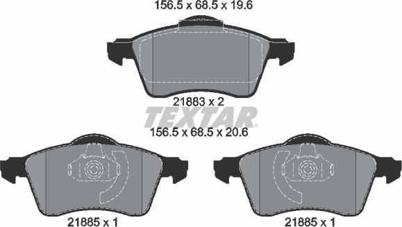 Textar 2188302 - Комплект спирачно феродо, дискови спирачки vvparts.bg