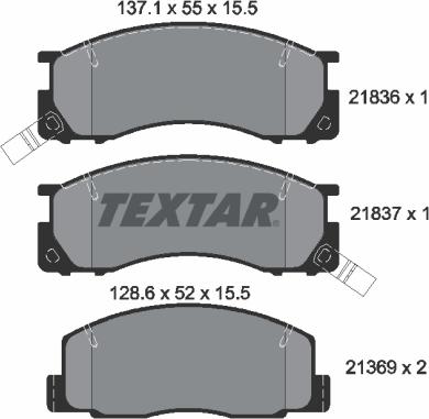 Textar 2183601 - Комплект спирачно феродо, дискови спирачки vvparts.bg