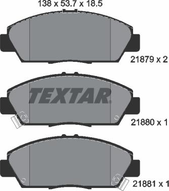 Textar 2187901 - Комплект спирачно феродо, дискови спирачки vvparts.bg