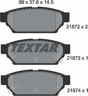 Textar 2187202 - Комплект спирачно феродо, дискови спирачки vvparts.bg
