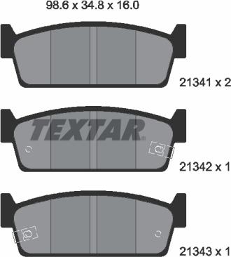 Textar 2134101 - Комплект спирачно феродо, дискови спирачки vvparts.bg