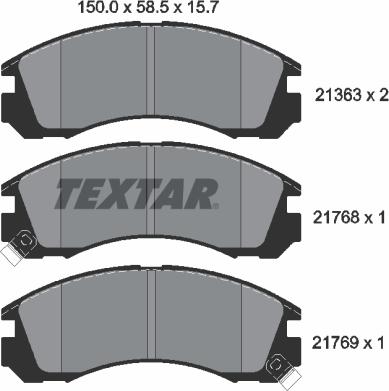 Textar 2136301 - Комплект спирачно феродо, дискови спирачки vvparts.bg