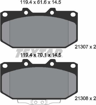 Textar 2130701 - Комплект спирачно феродо, дискови спирачки vvparts.bg