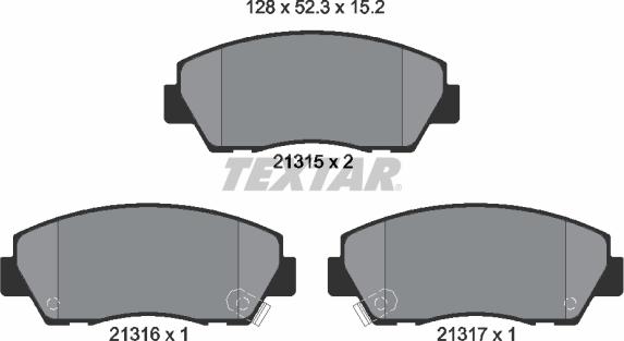 Textar 2131501 - Комплект спирачно феродо, дискови спирачки vvparts.bg