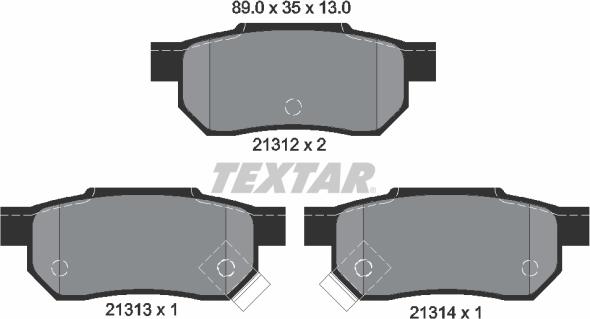 Textar 2131201 - Комплект спирачно феродо, дискови спирачки vvparts.bg