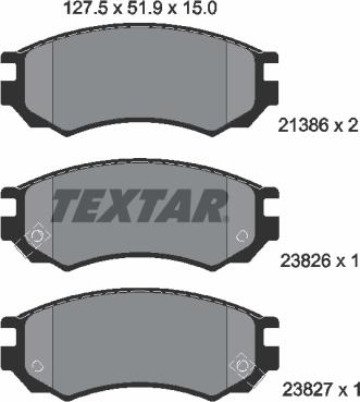 Textar 2138604 - Комплект спирачно феродо, дискови спирачки vvparts.bg