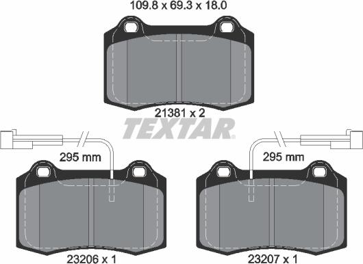 Textar 2138103 - Комплект спирачно феродо, дискови спирачки vvparts.bg