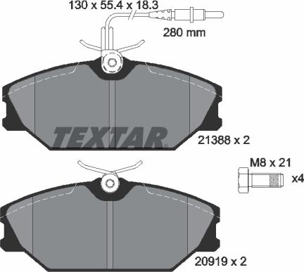 Textar 2138802 - Комплект спирачно феродо, дискови спирачки vvparts.bg