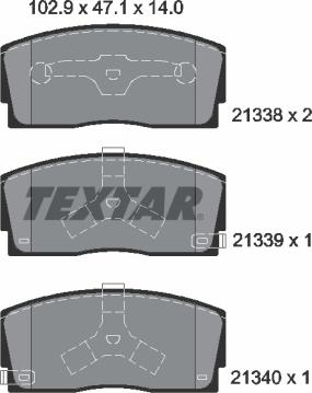 Textar 2133801 - Комплект спирачно феродо, дискови спирачки vvparts.bg