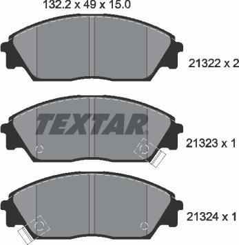 Textar 2132201 - Комплект спирачно феродо, дискови спирачки vvparts.bg