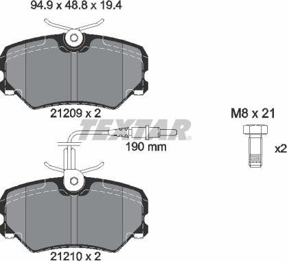 Textar 2120909 - Комплект спирачно феродо, дискови спирачки vvparts.bg