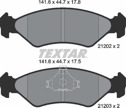 Textar 2120203 - Комплект спирачно феродо, дискови спирачки vvparts.bg