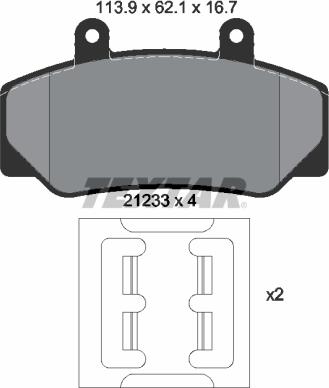 Textar 2123302 - Комплект спирачно феродо, дискови спирачки vvparts.bg