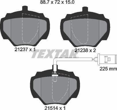 Textar 2123701 - Комплект спирачно феродо, дискови спирачки vvparts.bg