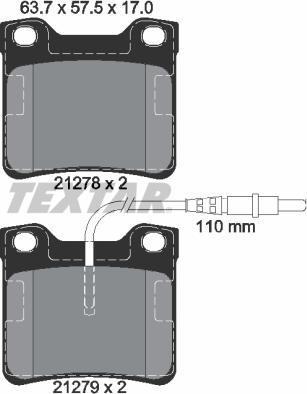 Textar 2127801 - Комплект спирачно феродо, дискови спирачки vvparts.bg