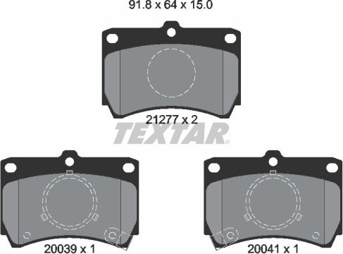 Textar 2127702 - Комплект спирачно феродо, дискови спирачки vvparts.bg