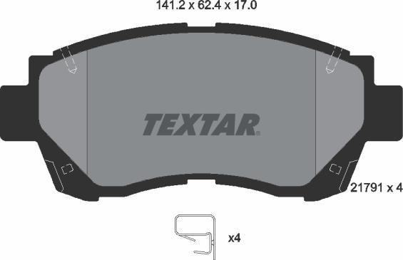 Textar 2179101 - Комплект спирачно феродо, дискови спирачки vvparts.bg