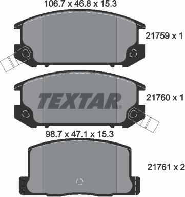 Textar 2175901 - Комплект спирачно феродо, дискови спирачки vvparts.bg