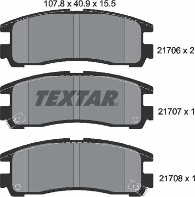Textar 2170602 - Комплект спирачно феродо, дискови спирачки vvparts.bg