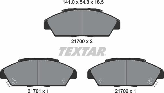 Textar 2170001 - Комплект спирачно феродо, дискови спирачки vvparts.bg