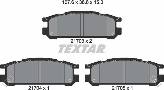 Textar 2170301 - Комплект спирачно феродо, дискови спирачки vvparts.bg