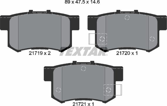 Textar 2171901 - Комплект спирачно феродо, дискови спирачки vvparts.bg