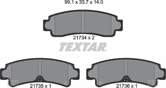 Textar 2173401 - Комплект спирачно феродо, дискови спирачки vvparts.bg