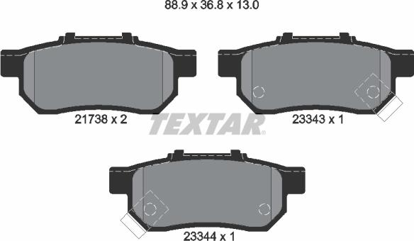 Textar 2173801 - Комплект спирачно феродо, дискови спирачки vvparts.bg