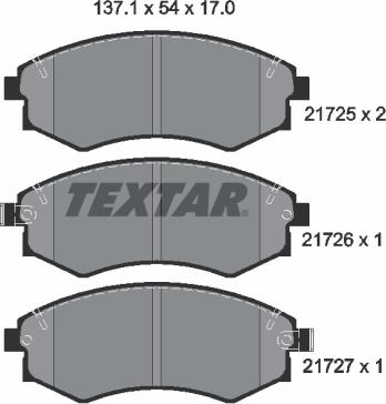 Textar 2172501 - Комплект спирачно феродо, дискови спирачки vvparts.bg