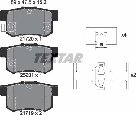 Textar 2172001 - Комплект спирачно феродо, дискови спирачки vvparts.bg