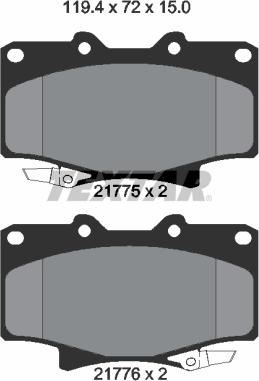 Textar 2177501 - Комплект спирачно феродо, дискови спирачки vvparts.bg