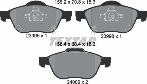 Textar 2399601 - Комплект спирачно феродо, дискови спирачки vvparts.bg