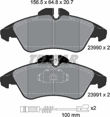 Textar 2399002 - Комплект спирачно феродо, дискови спирачки vvparts.bg