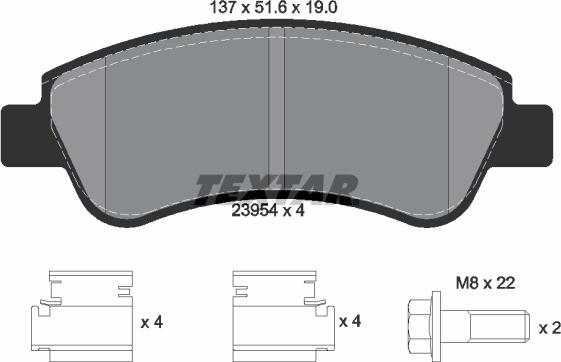 Textar 2395401 - Комплект спирачно феродо, дискови спирачки vvparts.bg