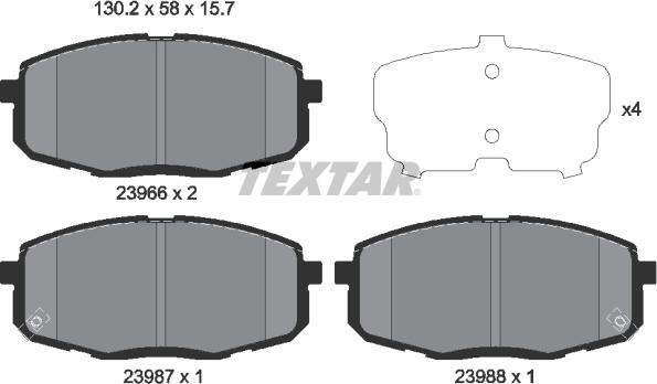 Textar 2396601 - Комплект спирачно феродо, дискови спирачки vvparts.bg