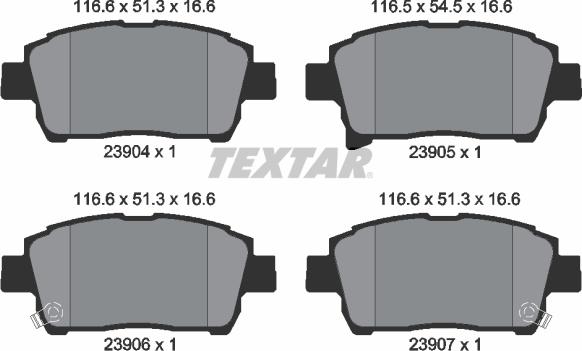 Textar 2390401 - Комплект спирачно феродо, дискови спирачки vvparts.bg