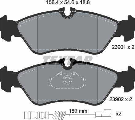 Textar 2390101 - Комплект спирачно феродо, дискови спирачки vvparts.bg