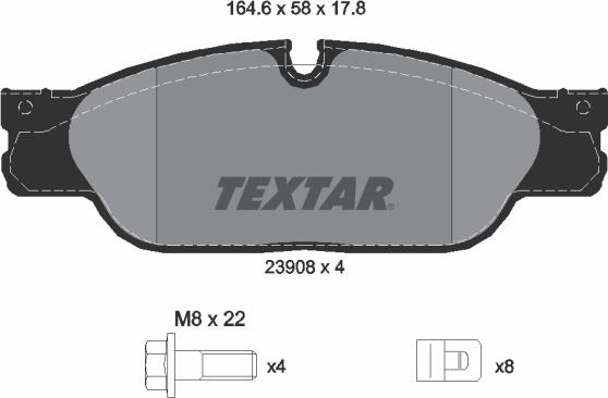 Textar 2390801 - Комплект спирачно феродо, дискови спирачки vvparts.bg