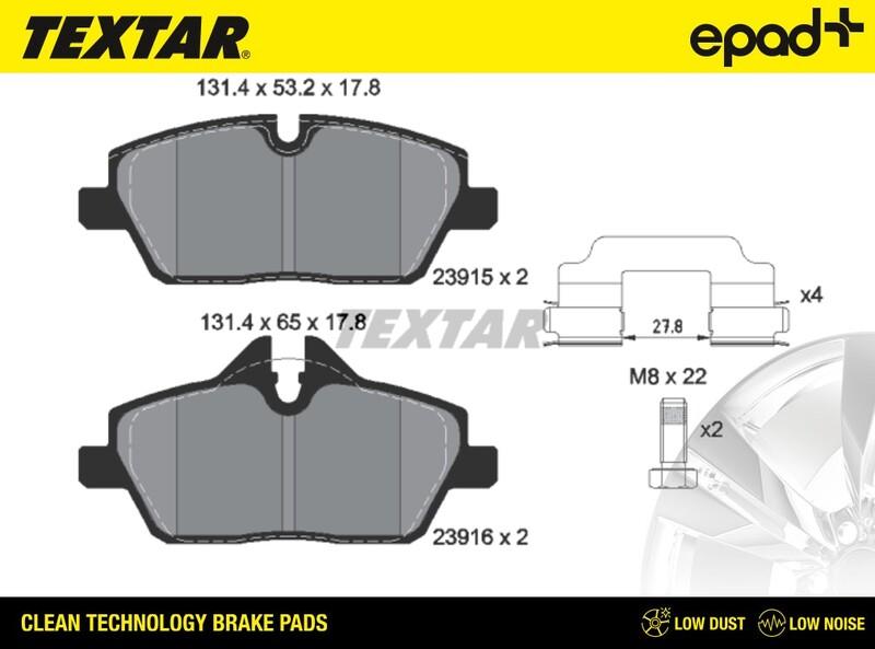 Textar 2391503CP - Комплект спирачно феродо, дискови спирачки vvparts.bg