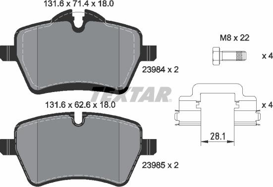 Textar 2398404 - Комплект спирачно феродо, дискови спирачки vvparts.bg
