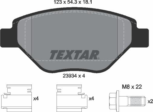 Textar 2393401 - Комплект спирачно феродо, дискови спирачки vvparts.bg