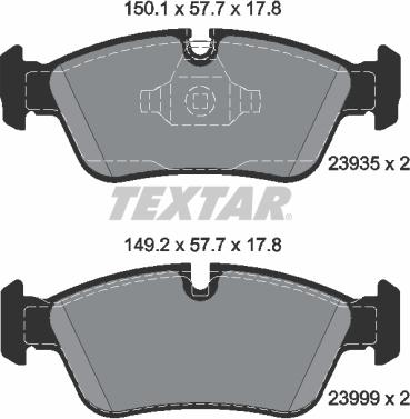 Textar 2393501 - Комплект спирачно феродо, дискови спирачки vvparts.bg