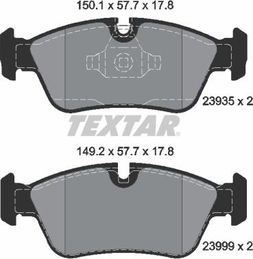 Textar 2393581 - Комплект спирачно феродо, дискови спирачки vvparts.bg
