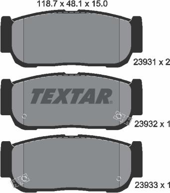 Textar 2393101 - Комплект спирачно феродо, дискови спирачки vvparts.bg