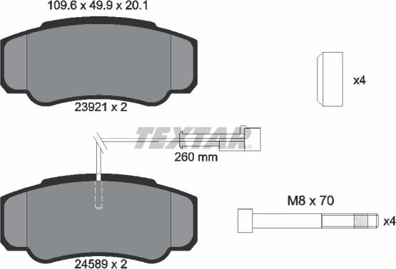 Textar 2392103 - Комплект спирачно феродо, дискови спирачки vvparts.bg