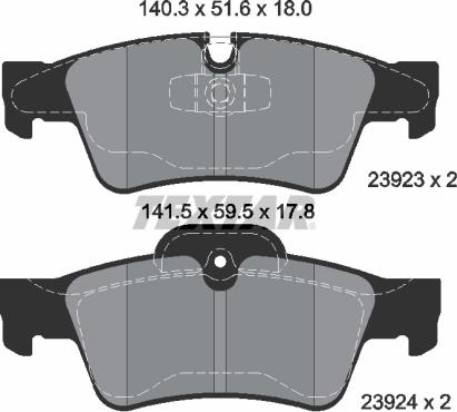 Textar 2392301 - Комплект спирачно феродо, дискови спирачки vvparts.bg