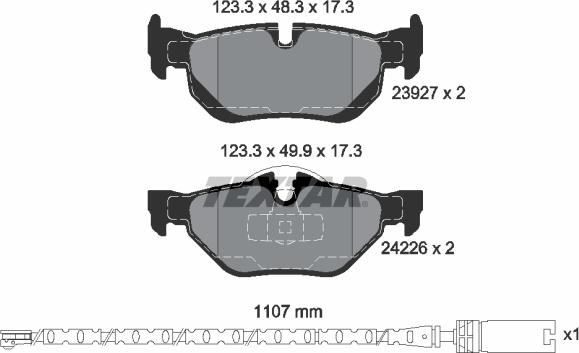 Textar 2392707 - Комплект спирачно феродо, дискови спирачки vvparts.bg