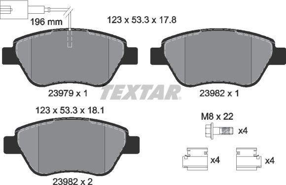 Textar 2397901 - Комплект спирачно феродо, дискови спирачки vvparts.bg